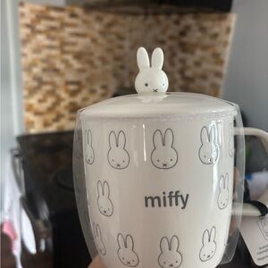Magenta White Miffy Mug with Bunny Lid
